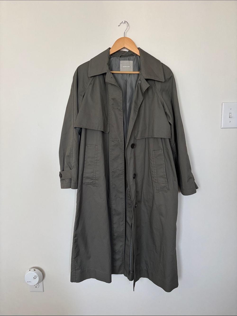 Everlane Olive Trench Coat with Storm Flap - Picture 2 of 6